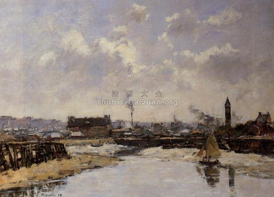 Trouville, the Port, Low Tide, Morning - 尤金·布丹